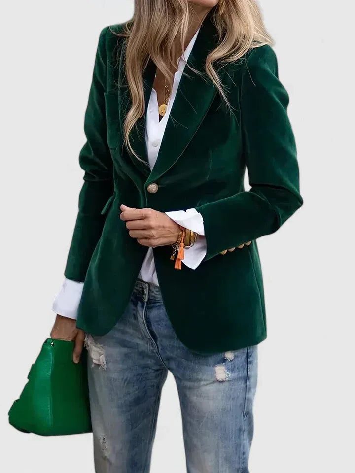 Tova | Velvet Button-Front Blazer for Women