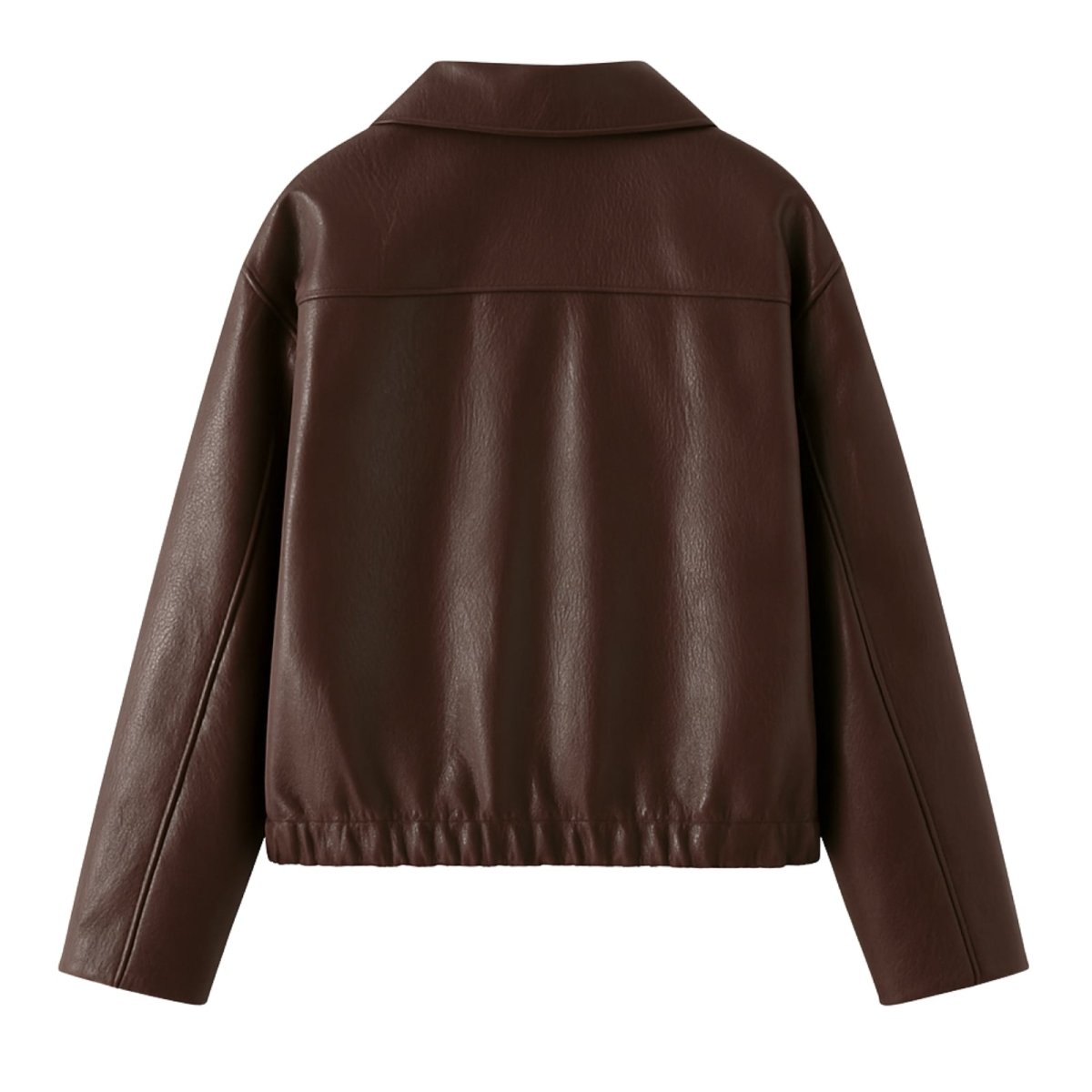 Christine Brewer Hannah cropped faux leather jacket for women, featuring a stylish tailored design with a front zipper and collar.