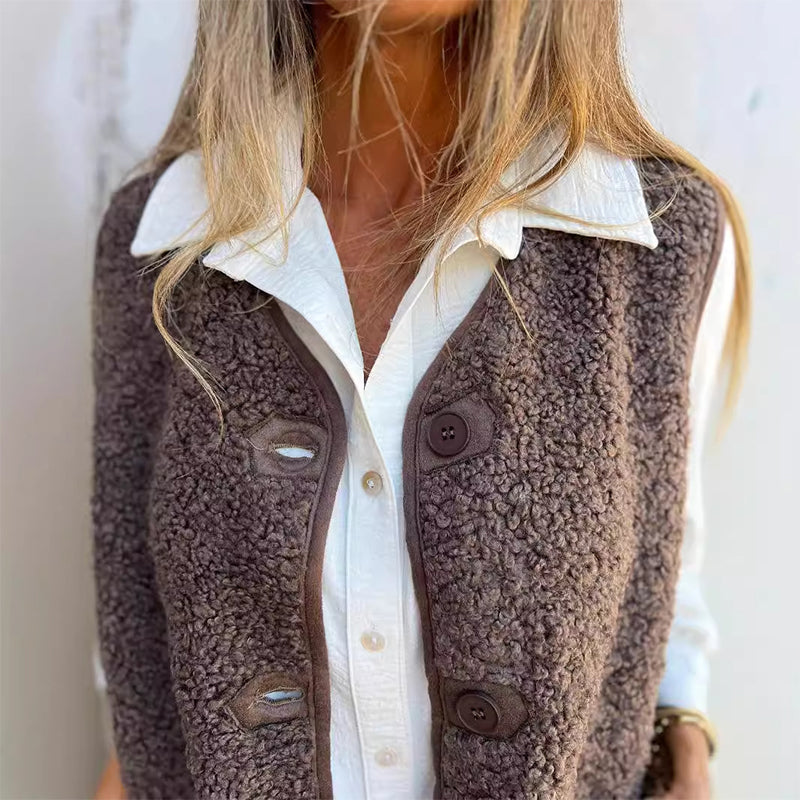 Christine Brewer Paige sleeveless knit vest for women, featuring a stylish, fitted design in soft fabric, perfect for layering.