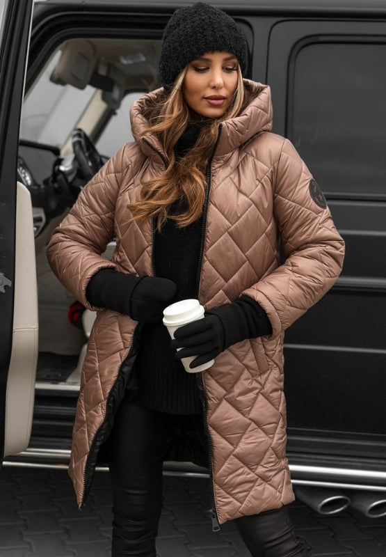 Gerda | Women's Puffer Coat Hooded Diamond Quilted Thick Warm Winter