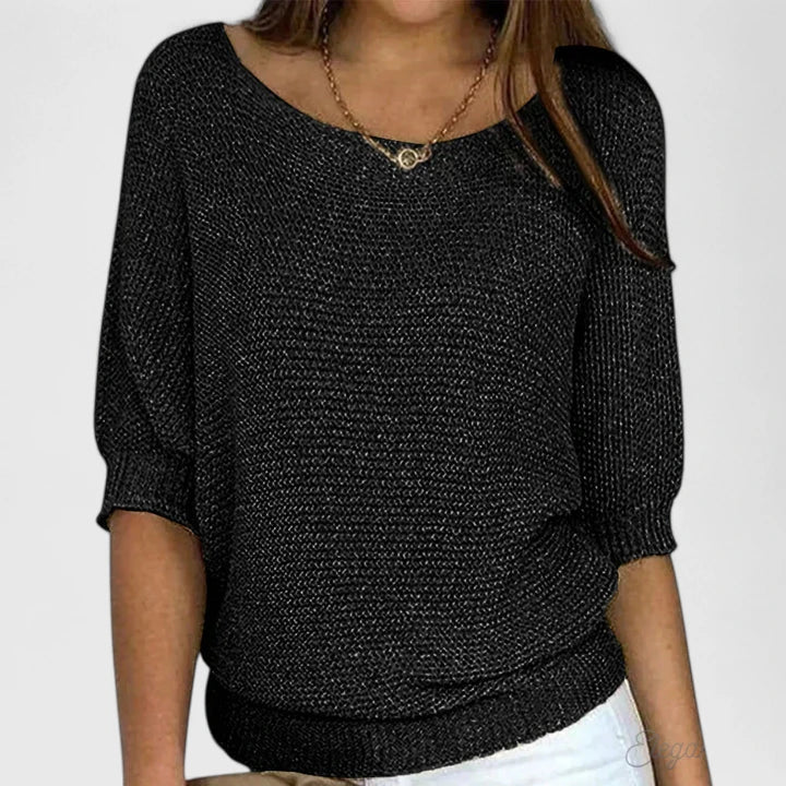 Elegant knit sweater for women by Christine Brewer, featuring a stylish design in a summer breeze color.