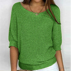 Elegant knit sweater for women by Christine Brewer featuring a light summer breeze design, perfect for casual and stylish wear.