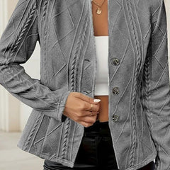 Women's tailored blazer by Christine Brewer with textured fabric, button front, structured fit, suitable for professional or formal wear.