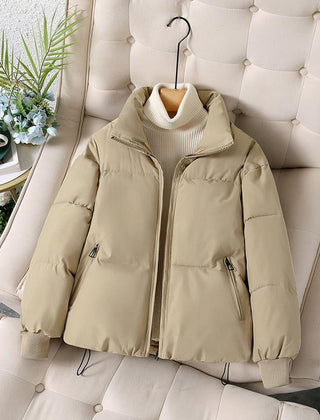 Christine Brewer Ava quilted puffer jacket for women in khaki, featuring a stylish quilted design and cozy insulation.