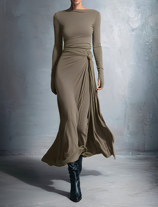 Flowy summer maxi dress for women by Christine Brewer, featuring a wrap style and lightweight, breezy fabric.