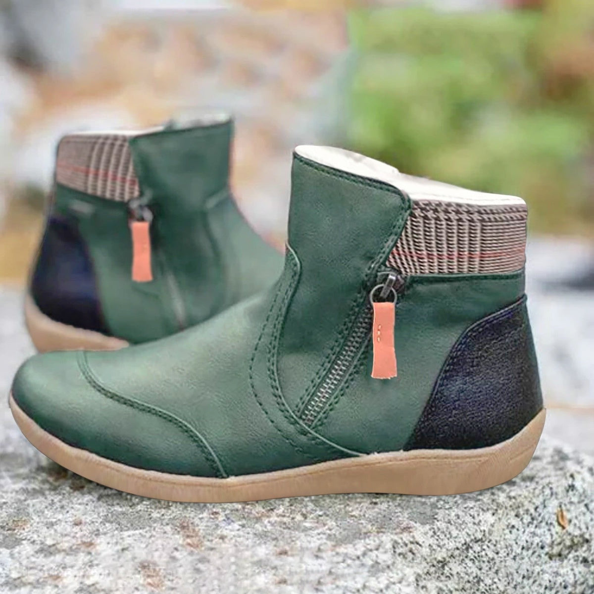 Cara | Waterproof Boots Ankle Boots Booties Women Winter Fall Leather Side Zip Rain Boots