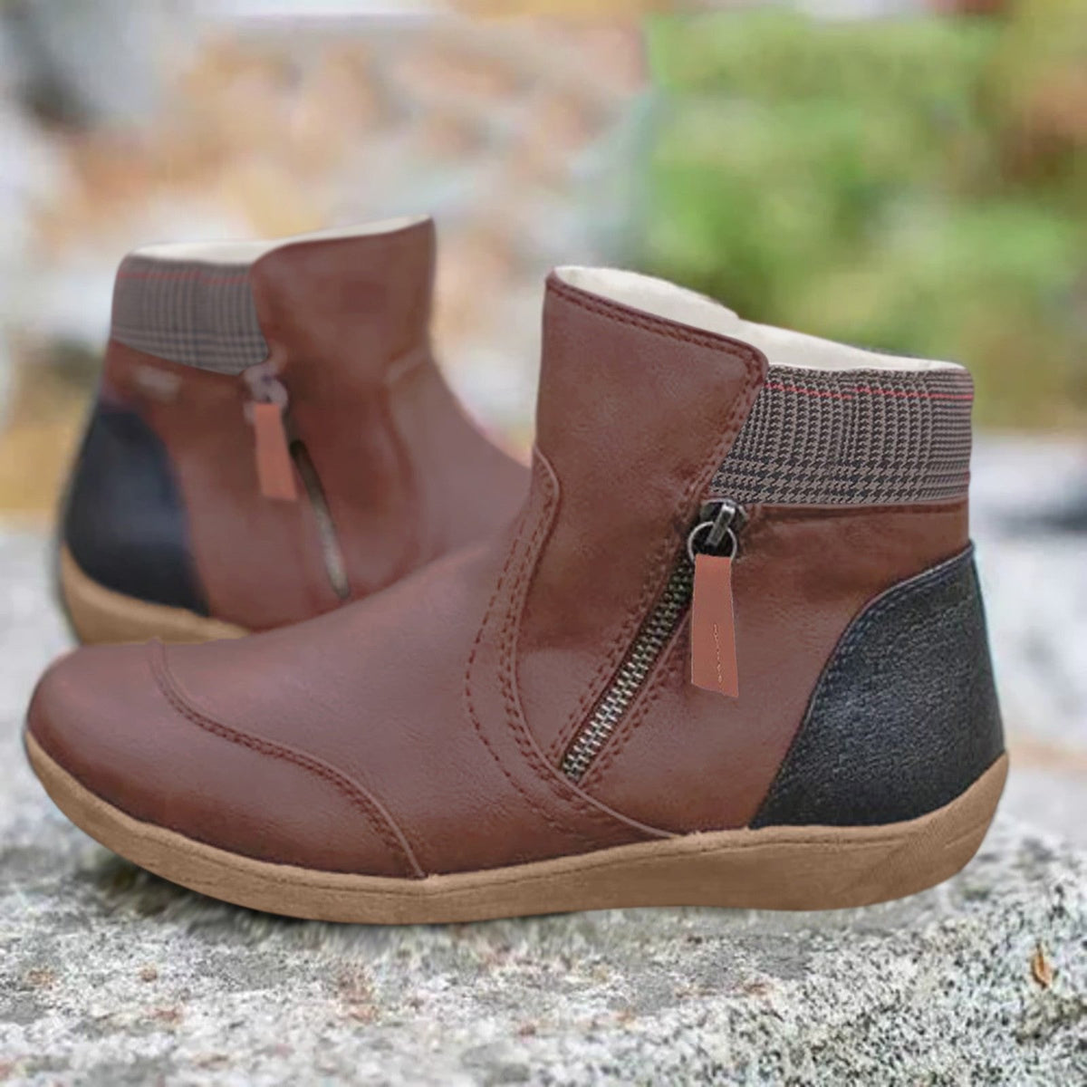Cara | Waterproof Boots Ankle Boots Booties Women Winter Fall Leather Side Zip Rain Boots