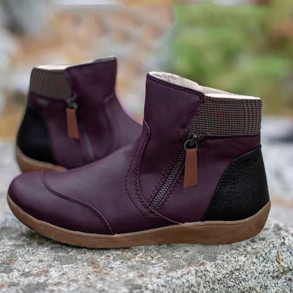 Cara | Waterproof Boots Ankle Boots Booties Women Winter Fall Leather Side Zip Rain Boots