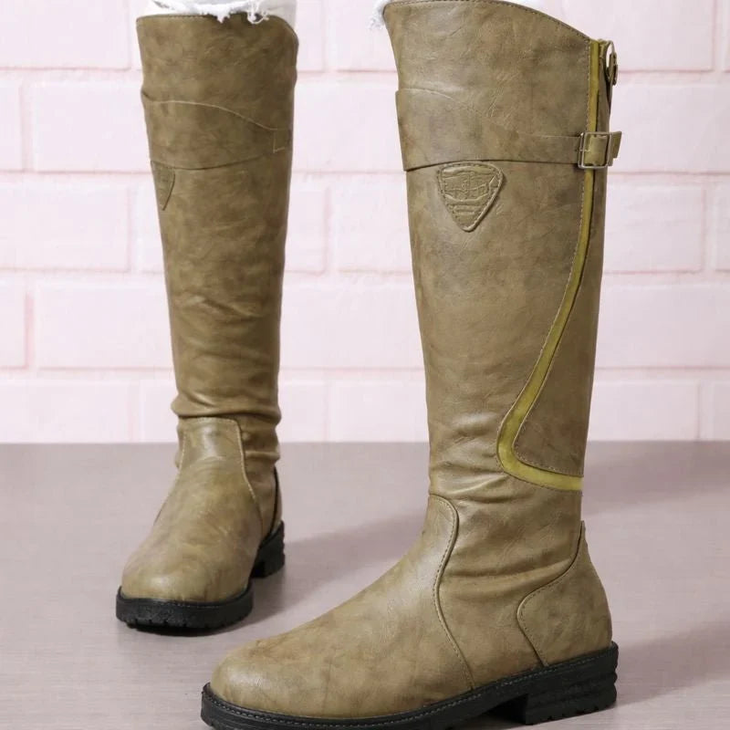 Odile | Knee High Boots Waterproof Riding Boots Tall Boots Women Winter Leather Buckle Side