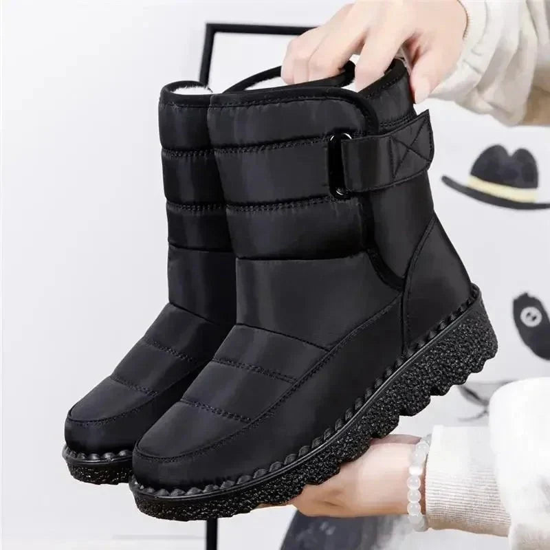 Nora1 | Waterproof Boots, Ankle Boots, Women, Quilted, Buckle Strap, Warm, Lug Sole, Winter, Snow