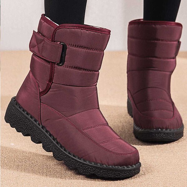 Nora1 | Waterproof Boots, Ankle Boots, Women, Quilted, Buckle Strap, Warm, Lug Sole, Winter, Snow