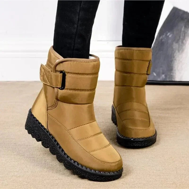 Nora1 | Waterproof Boots, Ankle Boots, Women, Quilted, Buckle Strap, Warm, Lug Sole, Winter, Snow