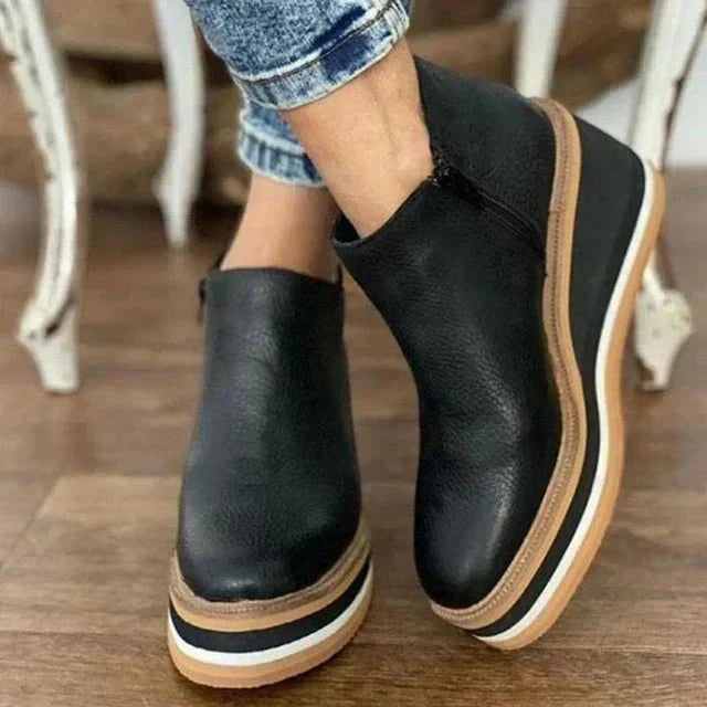 Vera | Waterproof Boots Ankle Boots Wedge Boots Women Winter Wedge Heel Platform Side Zip