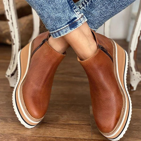 Vera | Waterproof Boots Ankle Boots Wedge Boots Women Winter Wedge Heel Platform Side Zip