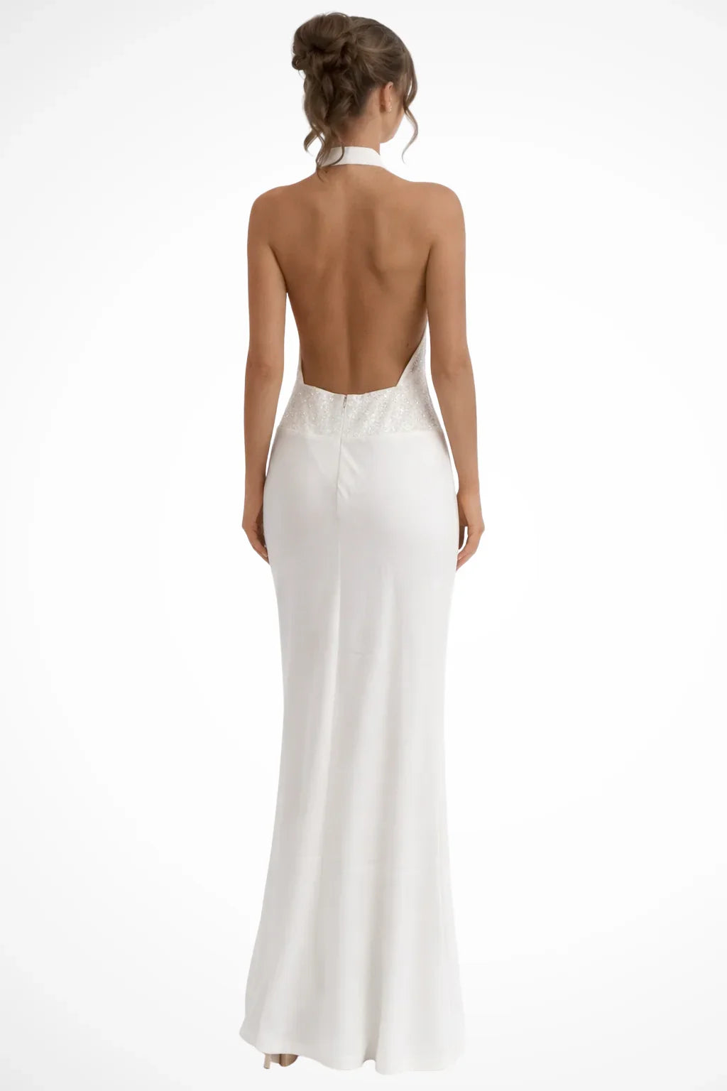 Bianca | Wedding Guest Dress Maxi Dress Women Satin Halter Neck Open Back Cowl Neck
