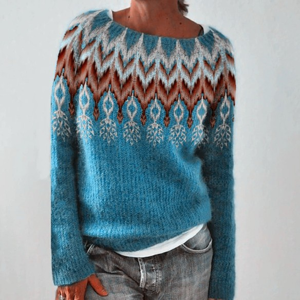 Anouska | Fair Isle Oversized Crew Neck Sweater for Women