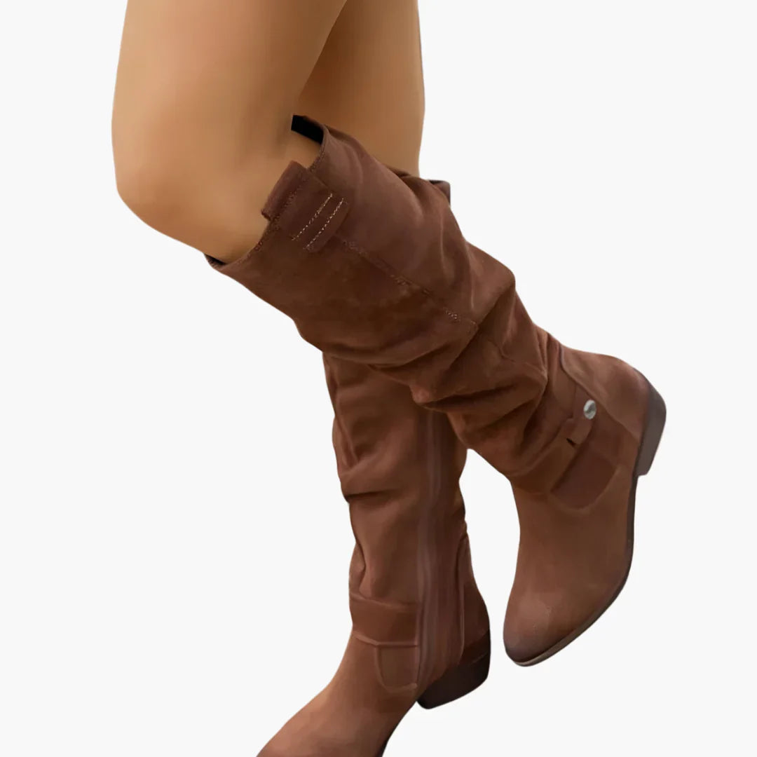 Della | Knee High Boots Tall Boots Riding Boots Women Winter Side Zip Block Heel
