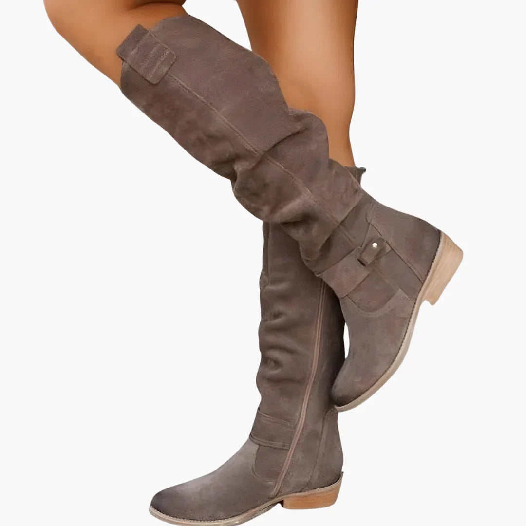Della | Knee High Boots Tall Boots Riding Boots Women Winter Side Zip Block Heel