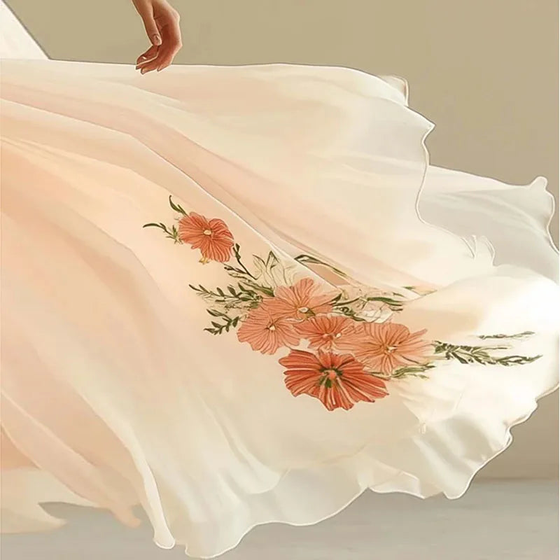 Abigail | Bridesmaid Dress Wedding Guest Maxi Floral V-Neck Short Sleeve Wrap Floor Length Formal
