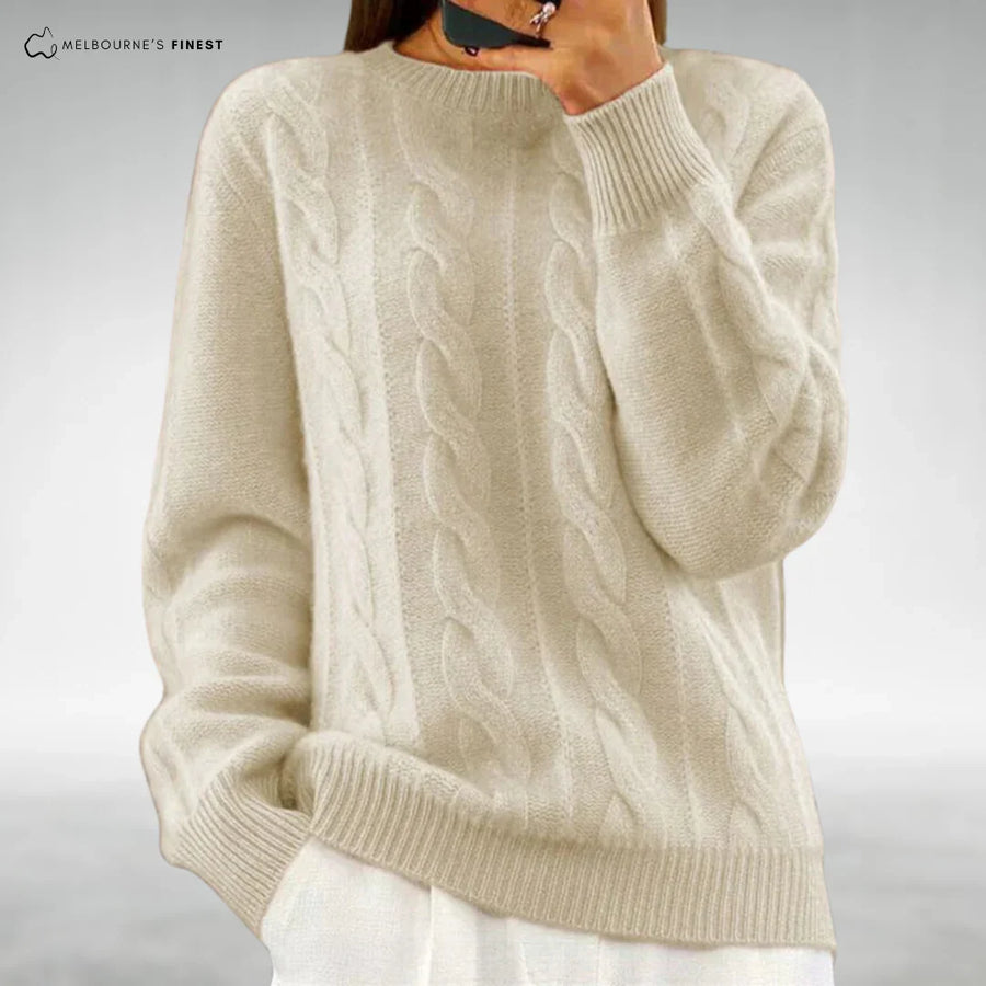 Maya | Cable Knit Sweater Crew Neck Pullover Women Winter Warm Chunky Long Sleeve Ribbed
