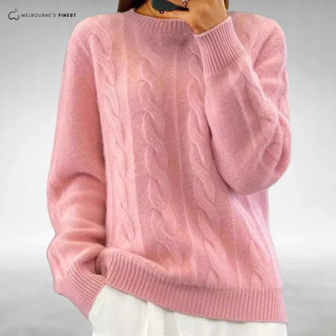 Maya | Cable Knit Sweater Crew Neck Pullover Women Winter Warm Chunky Long Sleeve Ribbed