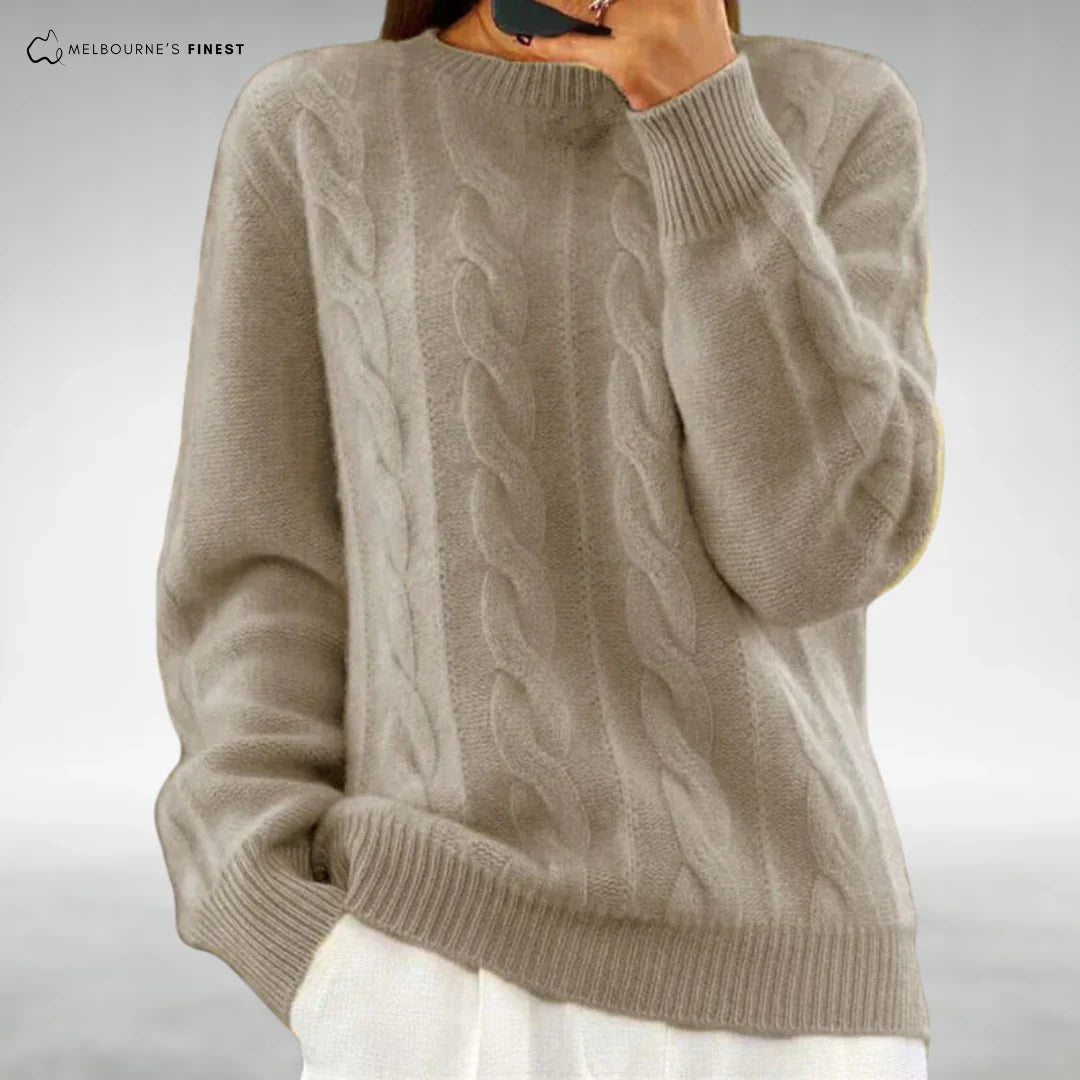 Maya | Cable Knit Sweater Crew Neck Pullover Women Winter Warm Chunky Long Sleeve Ribbed