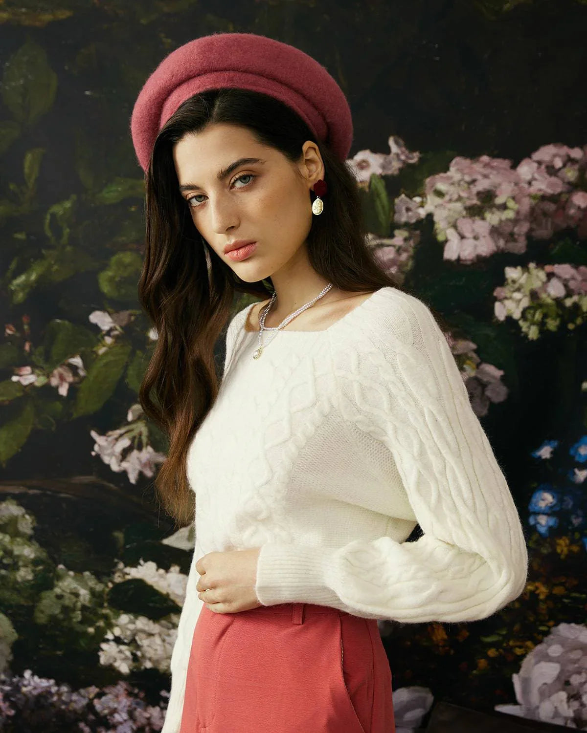 Cora | Cable Knit Sweater Crew Neck Pullover Balloon Sleeve Women Winter Warm Long Sleeve
