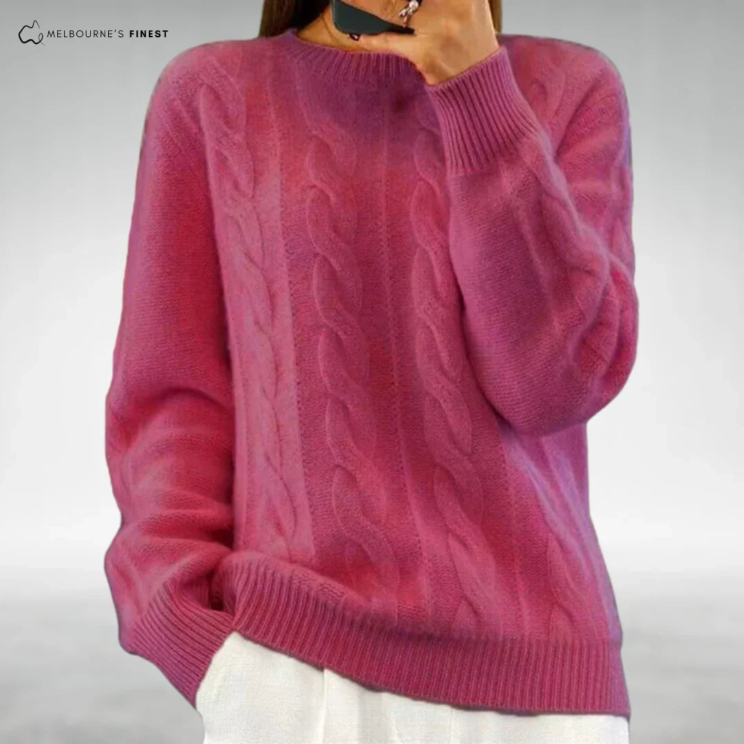 Maya | Cable Knit Sweater Crew Neck Pullover Women Winter Warm Chunky Long Sleeve Ribbed