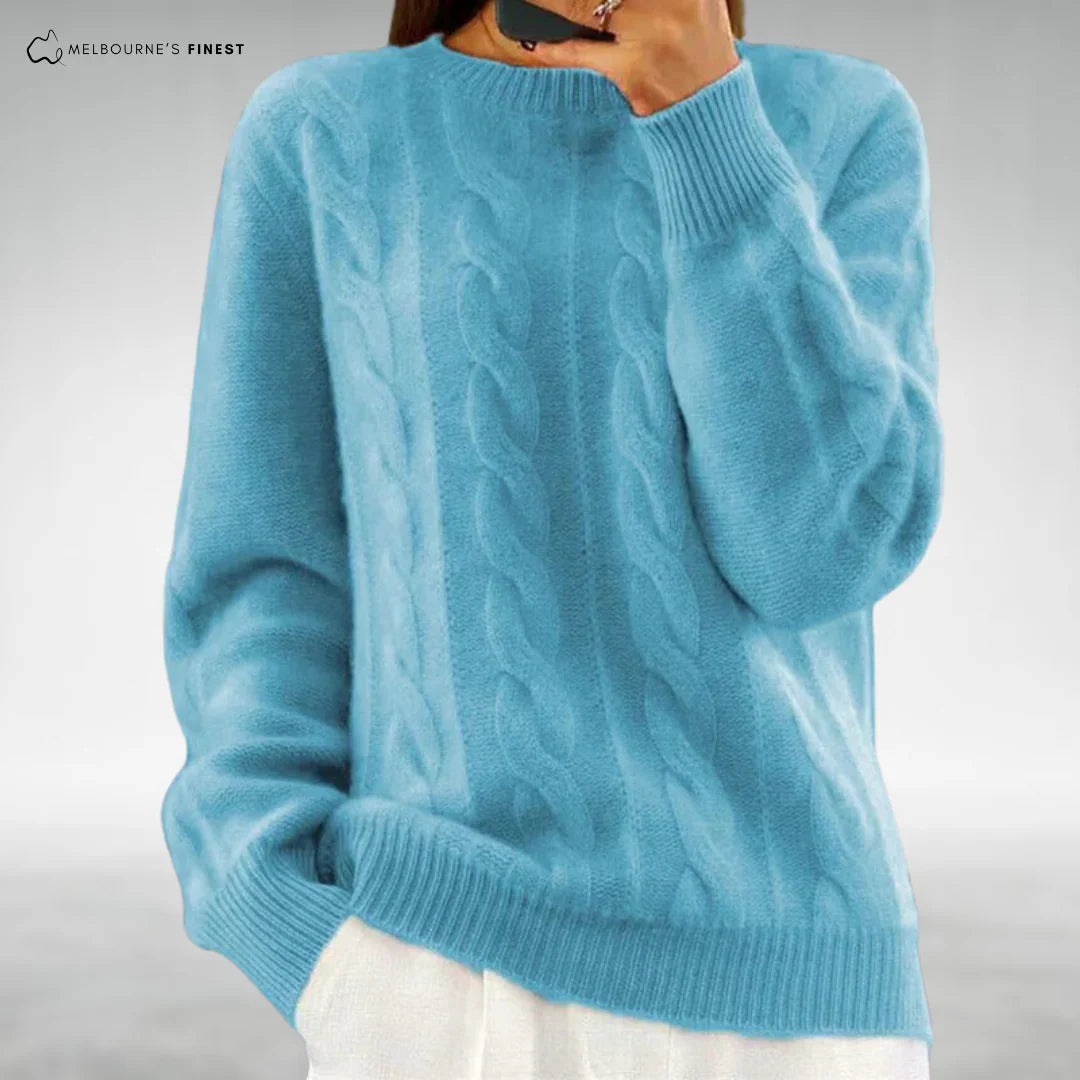 Maya | Cable Knit Sweater Crew Neck Pullover Women Winter Warm Chunky Long Sleeve Ribbed