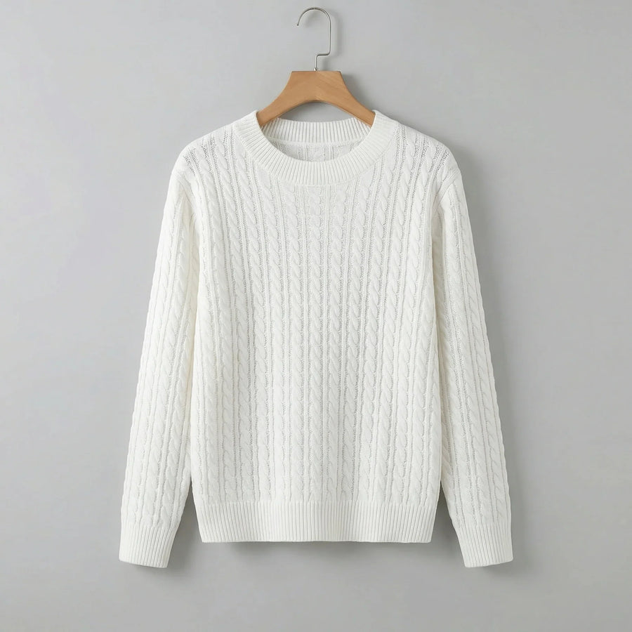 Raya | Cable Knit Sweater Crew Neck Pullover Women Winter Warm Long Sleeve Ribbed Knit
