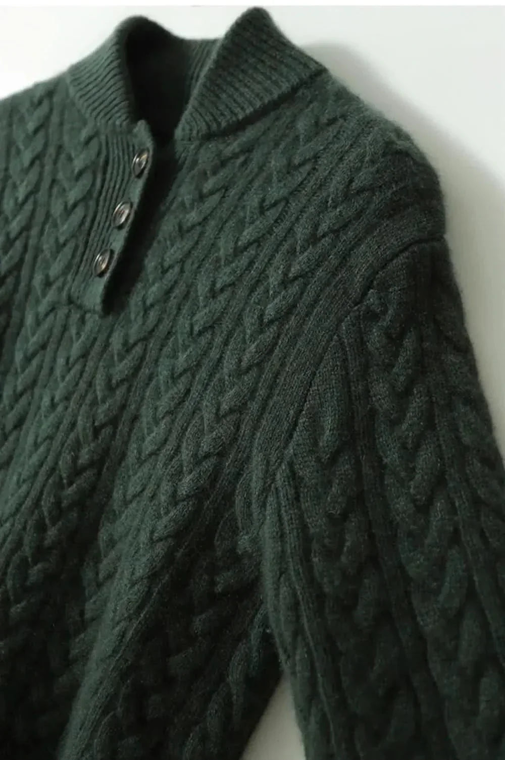 Julia | Cable Knit Sweater High Neck Button Front Pullover Women Winter Warm Long Sleeve