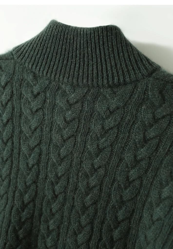 Julia | Cable Knit Sweater High Neck Button Front Pullover Women Winter Warm Long Sleeve