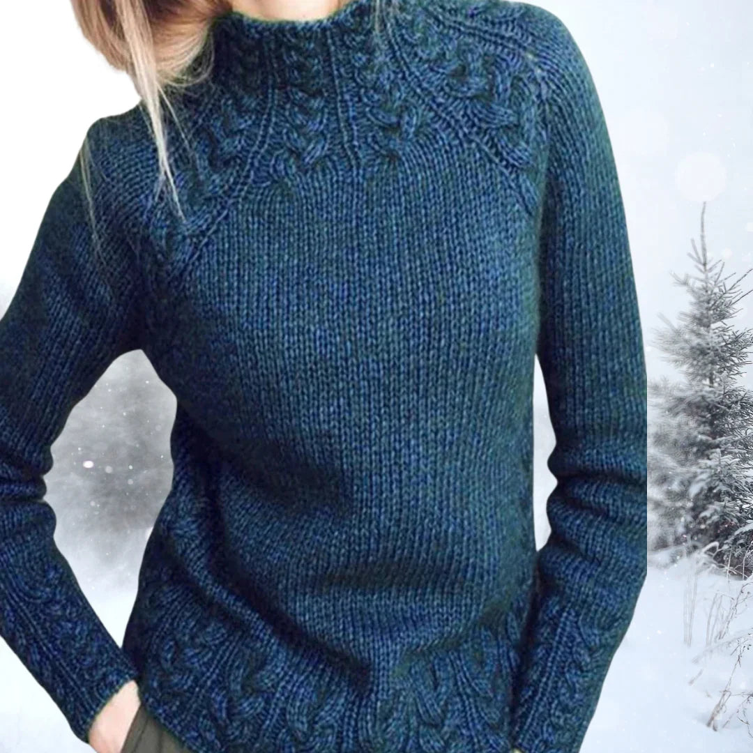 Rosalind | Cable Knit Sweater High Neck Mock Neck Pullover Women Winter Warm Long Sleeve