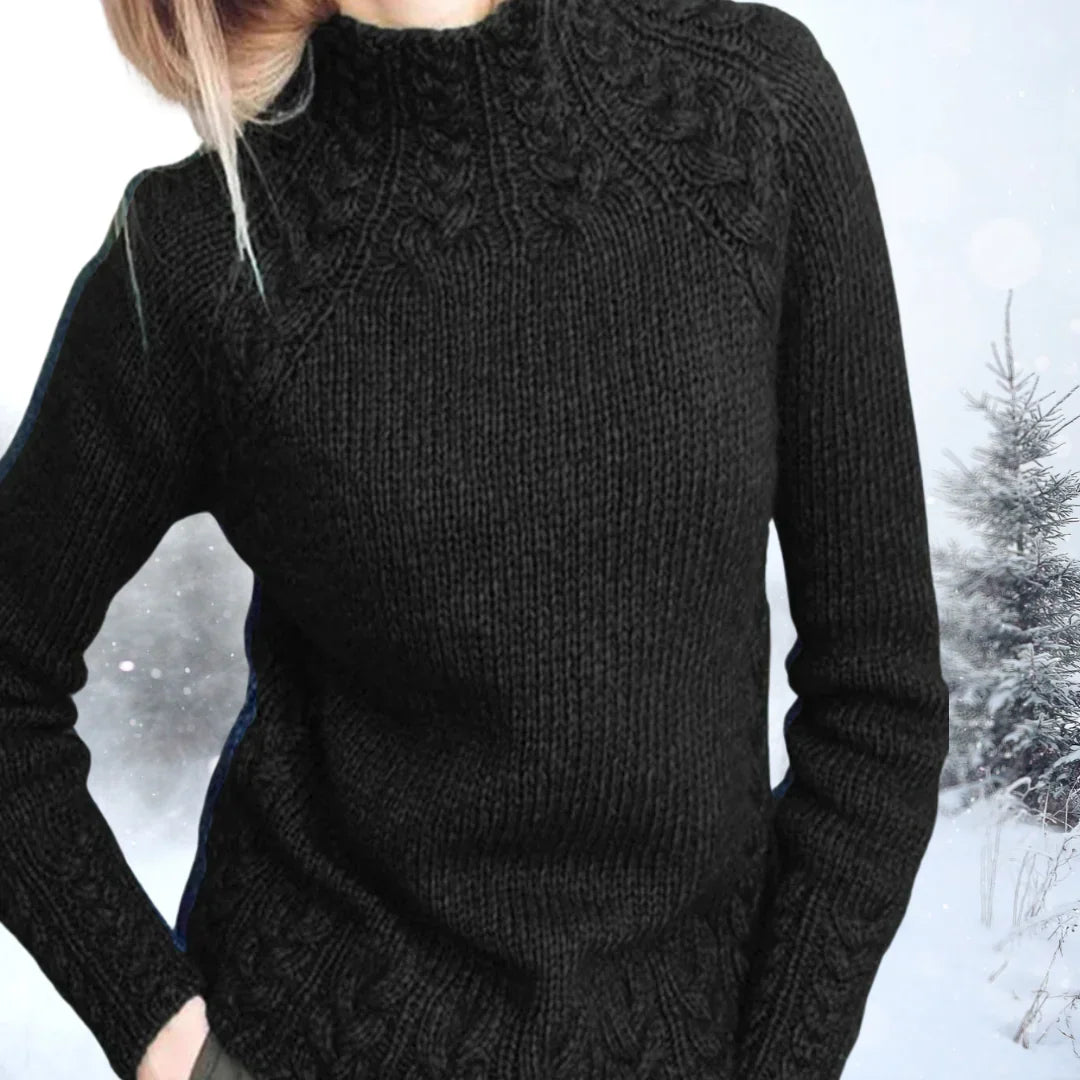 Rosalind | Cable Knit Sweater High Neck Mock Neck Pullover Women Winter Warm Long Sleeve