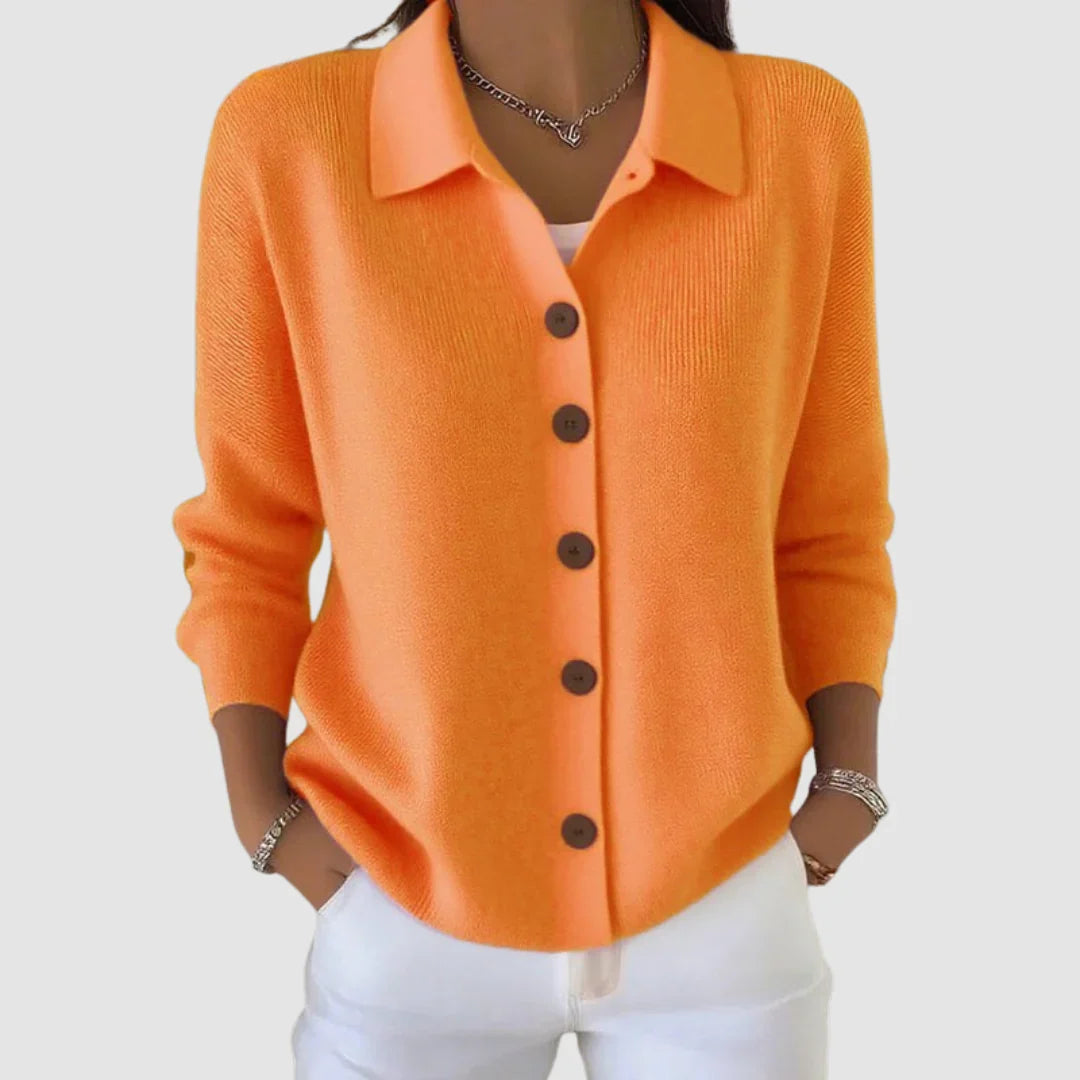 Savannah | Knit Cardigan Sweater Button Front Collared Women Winter Warm Relaxed Fit Long Sleeve