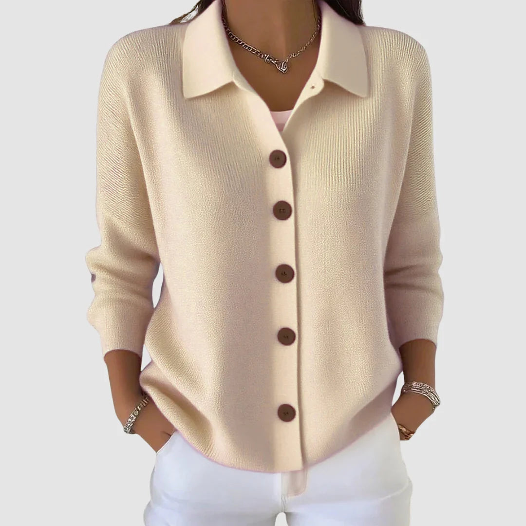Savannah | Knit Cardigan Sweater Button Front Collared Women Winter Warm Relaxed Fit Long Sleeve