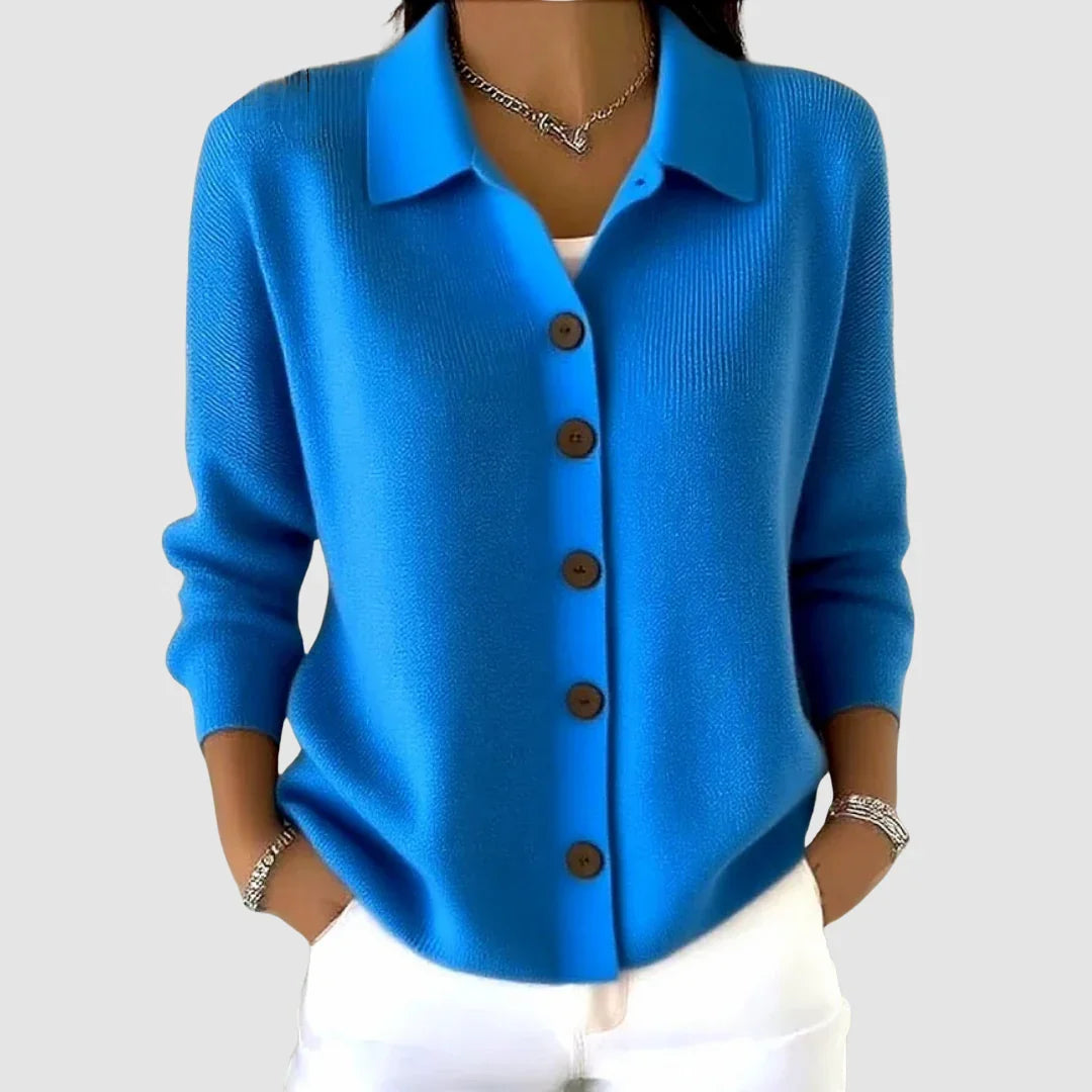 Savannah | Knit Cardigan Sweater Button Front Collared Women Winter Warm Relaxed Fit Long Sleeve