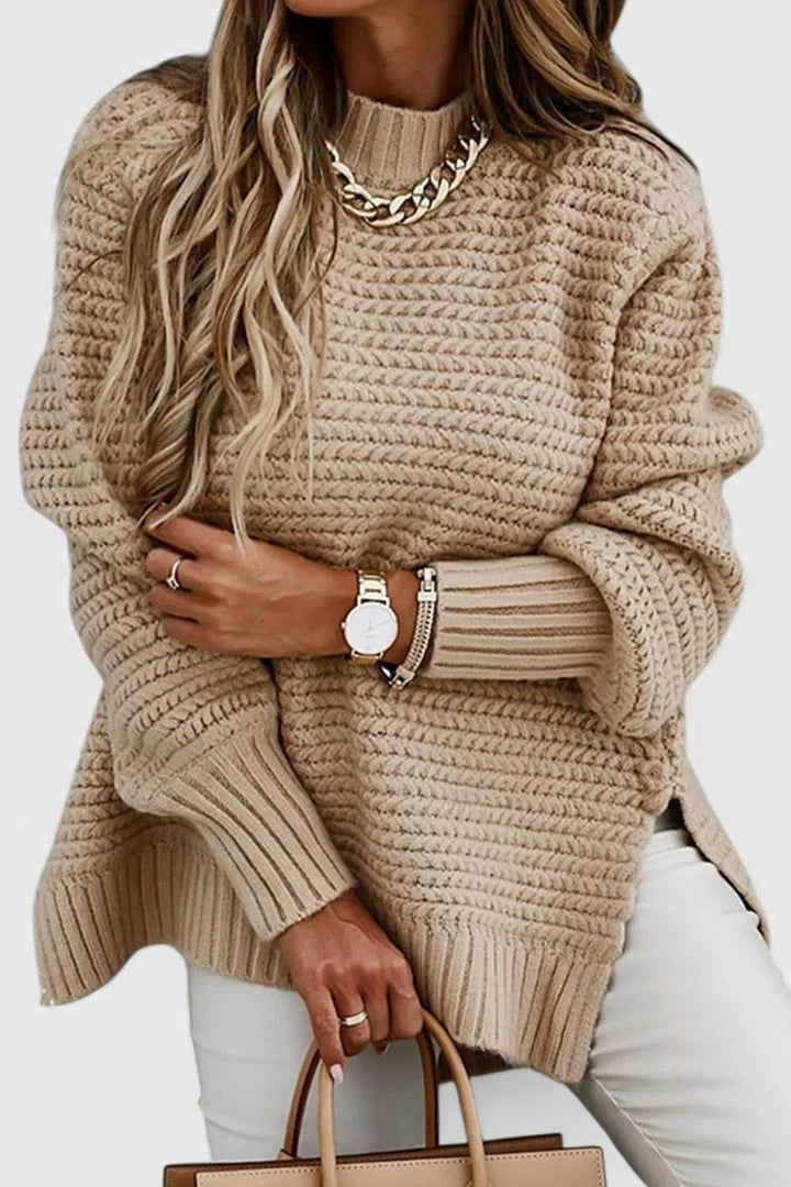 Clara | Knit Cardigan Sweater Crew Neck Loose Fit Oversized Women Winter Warm Long Sleeve