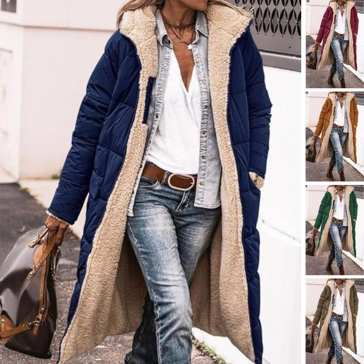 Kira | Puffer Coat Puffer Jacket Quilted Winter Warm Hooded Longline Reversible Sherpa Lined Zip