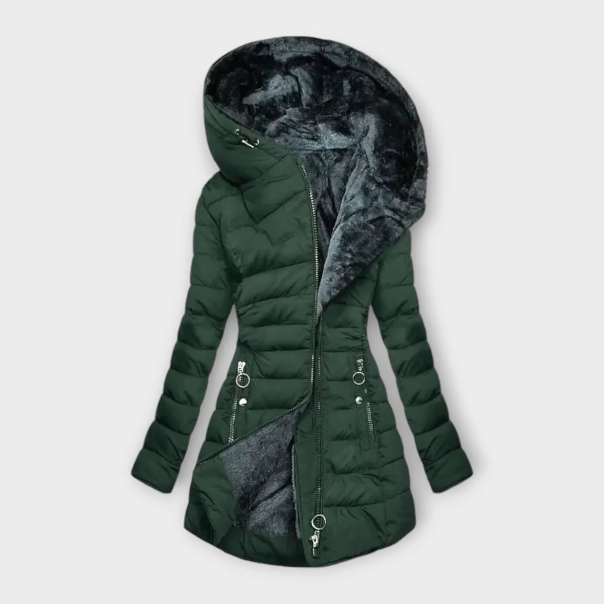 Mira | Puffer Coat Parka Winter Quilted Warm Hooded Faux Fur Fur Lined Zip Up