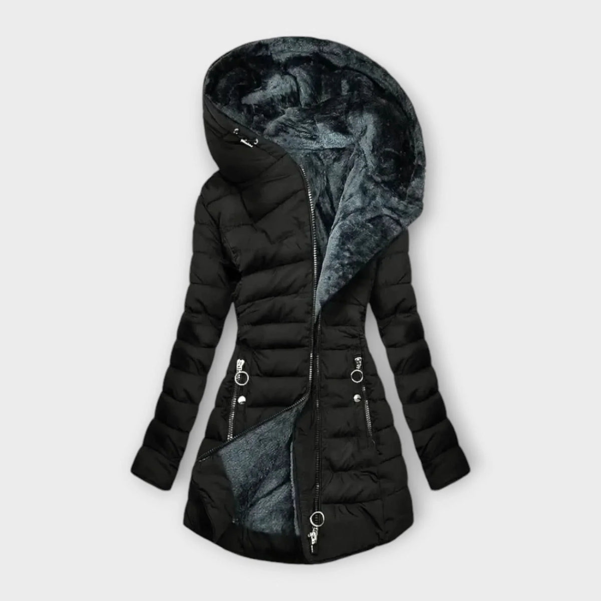 Mira | Puffer Coat Parka Winter Quilted Warm Hooded Faux Fur Fur Lined Zip Up