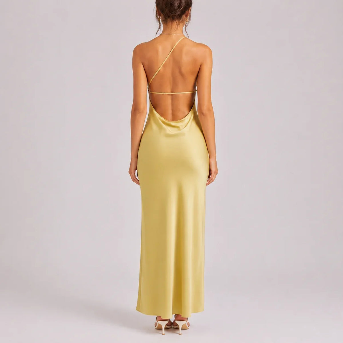 Sabrina | Maxi Dress Slip Dress Women Satin One Shoulder Side Slit Sleeveless Cocktail Formal