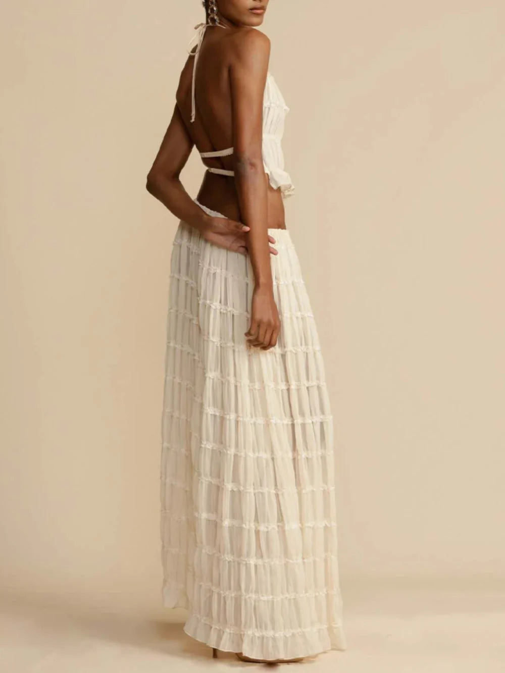 Wren | Maxi Skirt Long Skirt Women Pleated Tiered Drawstring Flowy Boho High Waist Fall