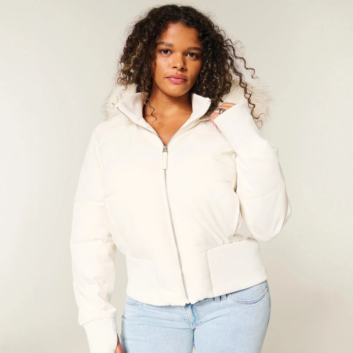Rhea | Puffer Coat Puffer Jacket Quilted Winter Warm Hooded Faux Fur Trim Zip Up