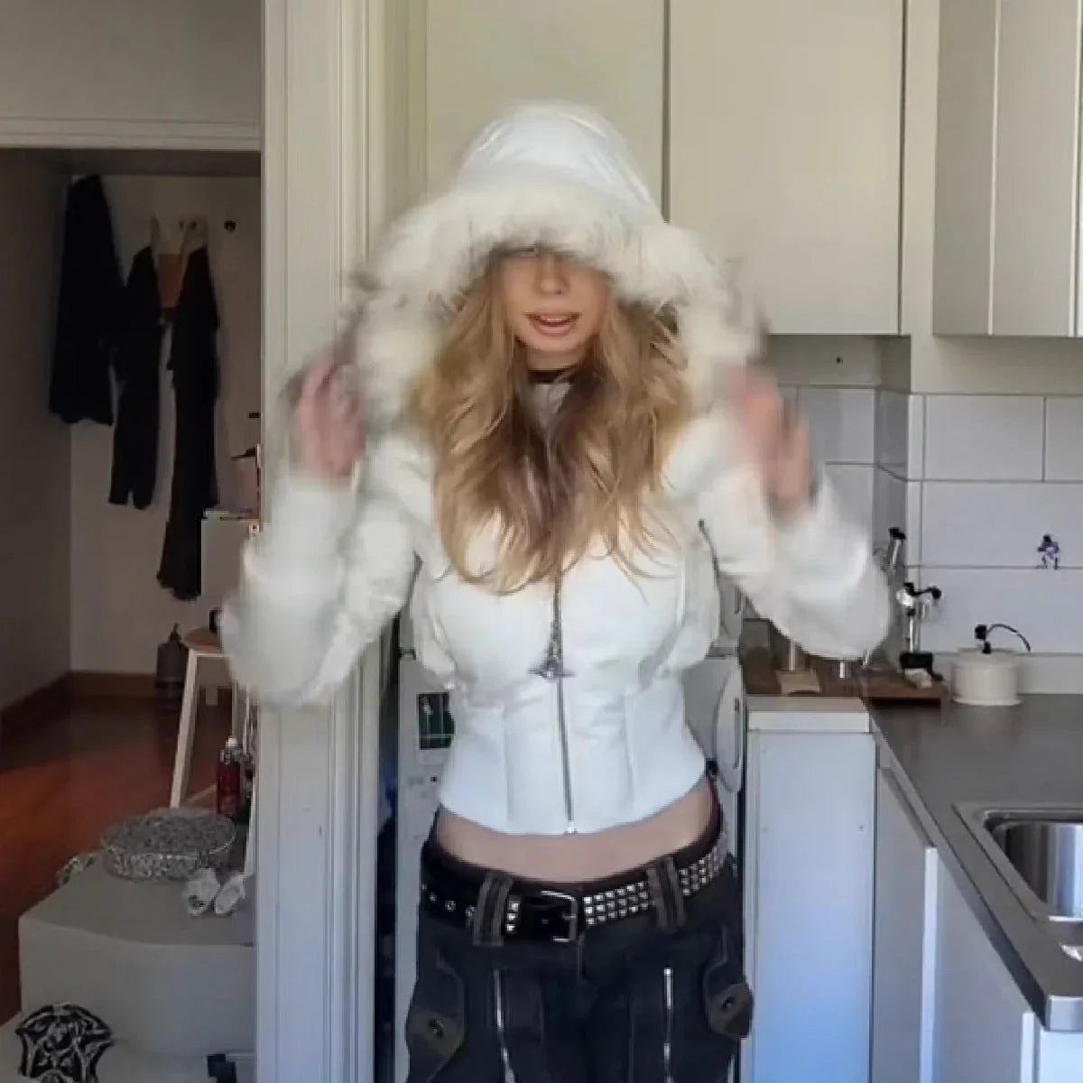 Rhea | Puffer Coat Puffer Jacket Quilted Winter Warm Hooded Faux Fur Trim Zip Up