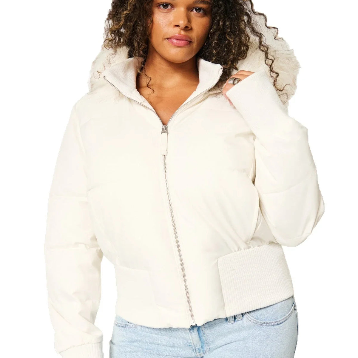 Rhea | Puffer Coat Puffer Jacket Quilted Winter Warm Hooded Faux Fur Trim Zip Up