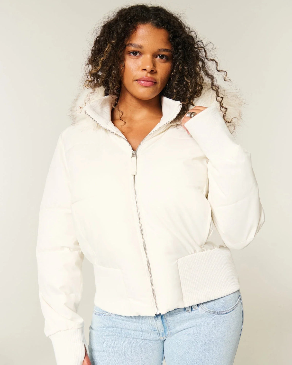 Rhea | Puffer Coat Puffer Jacket Quilted Winter Warm Hooded Faux Fur Trim Zip Up