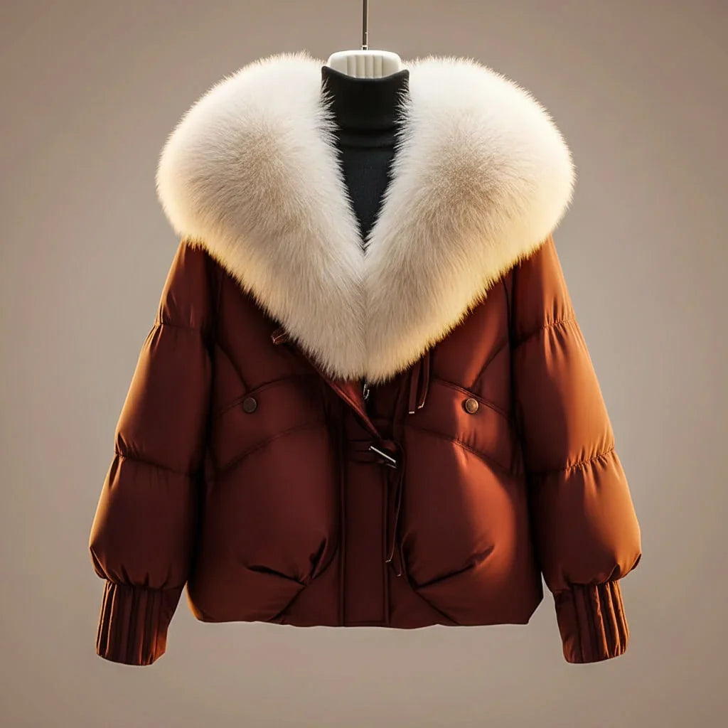 Odette | Puffer Jacket Puffer Coat Quilted Winter Warm Faux Fur Collar Oversized Glossy Padded
