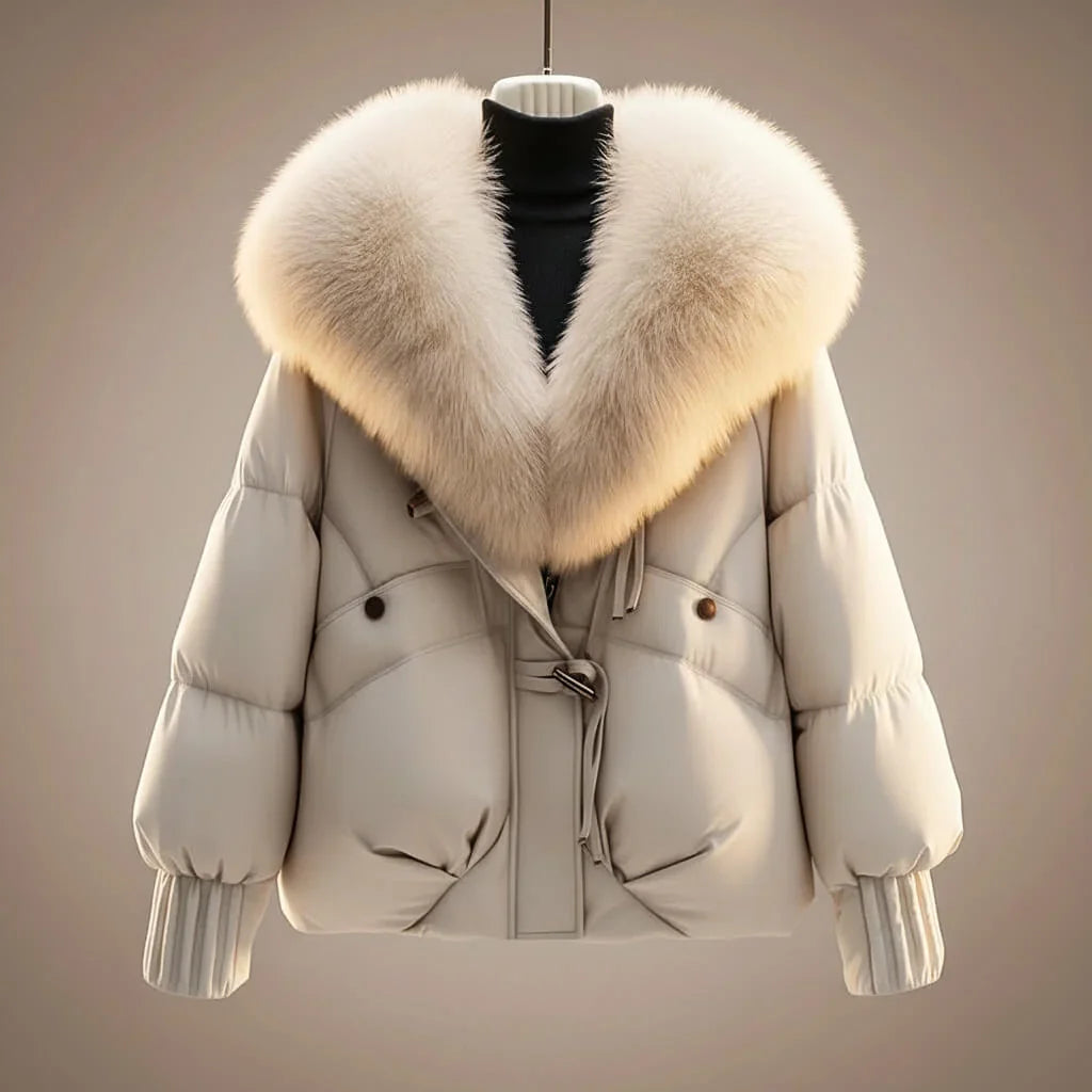 Odette | Puffer Jacket Puffer Coat Quilted Winter Warm Faux Fur Collar Oversized Glossy Padded