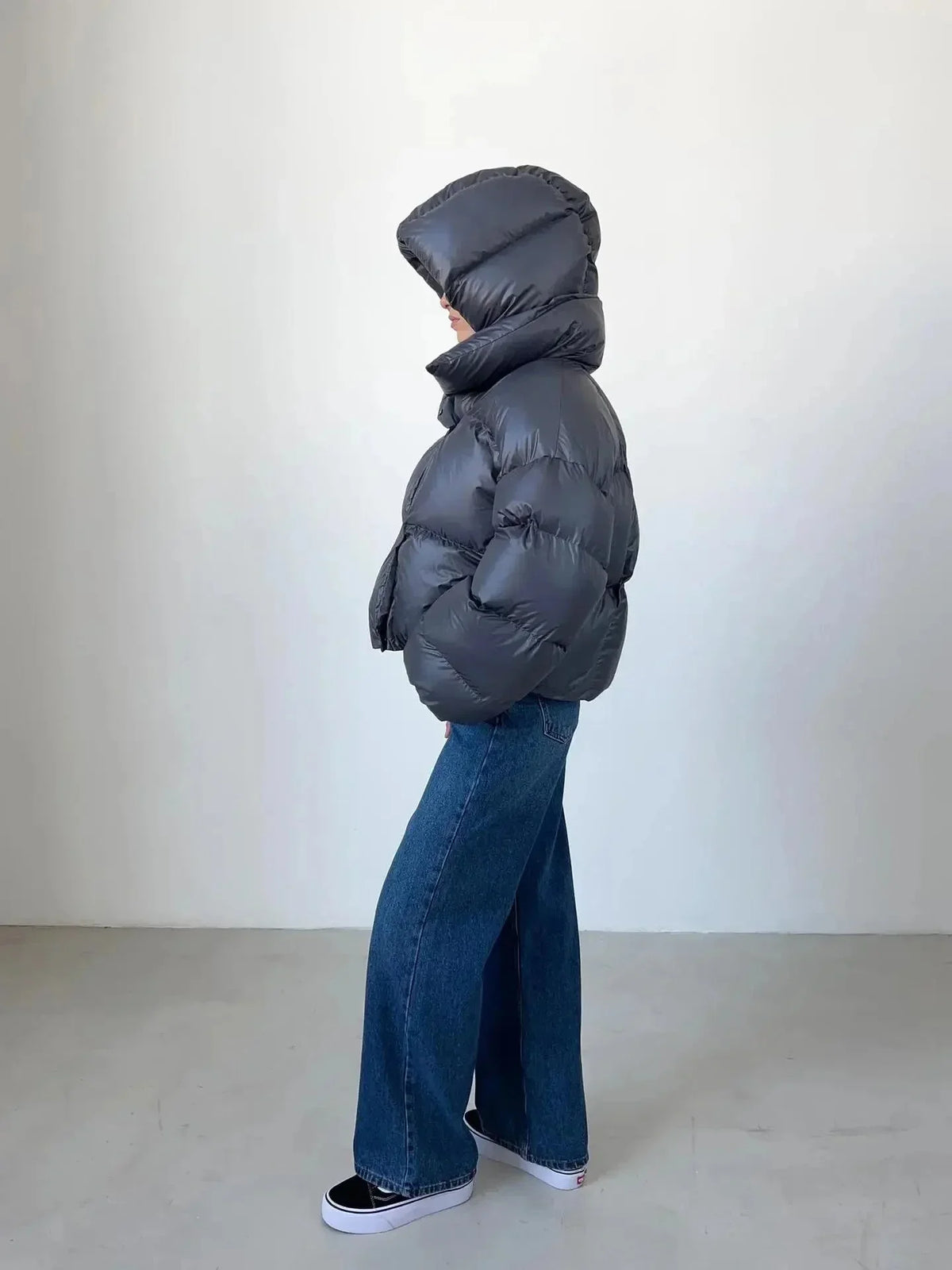 Iris | Puffer Jacket Quilted Winter Warm Hooded Oversized Padded Stand Collar Button Front Casual